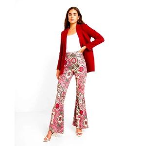 Free People Harper Pink Paisley Flare Pants.
